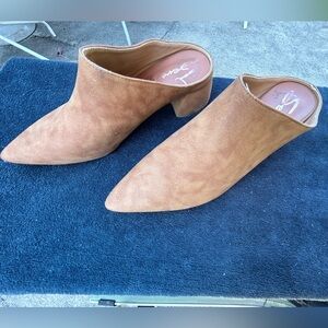 Tan mules by Seven. Good condition. Size 8